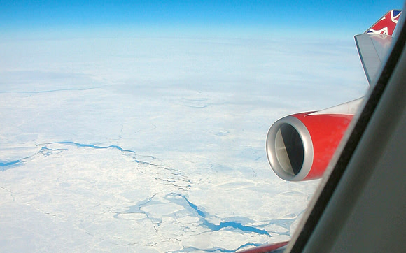 Flying over lots of ice